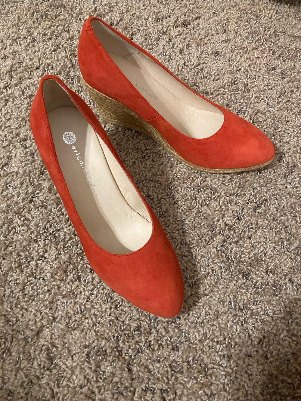 Eric Michael Teva Red Suede Espadrille Wedges